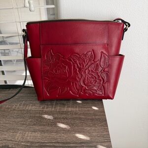 Patricia Nash Red Floral Crossbody Bag